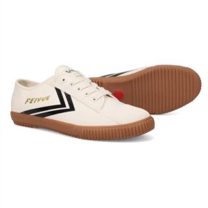 נעלי פיי יו איי Feiyue Grounded shoes FU100239 צבע ב'ז פס שחור סוליה צבע דבש