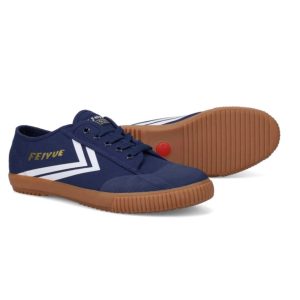 נעלי פיי יו איי Feiyue Grounded shoes FU100240 צבע כחול פס שחור סוליה צבע דבש